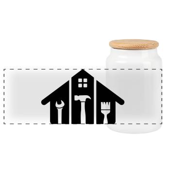 Home & Craft – Hammer Brush Tool - Panoramic Cookie Jar with Wooden Lid - white - Front