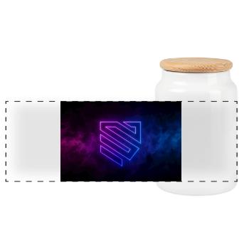 Logo du bouclier géométrique néon - Boîte à biscuits avec couvercle en bois - blanc - Devant