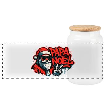 Père Noël Street Art Paix - Boîte à biscuits avec couvercle en bois - blanc - Devant