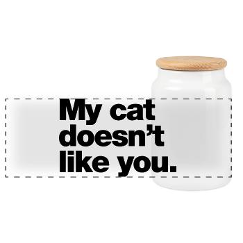 Meine Katze mag dich nicht - Panorama Keksdose mit Holzdeckel - Weiß - Vorne