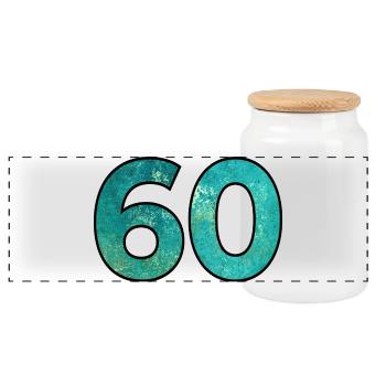 Number 60 - 60th Birthday - Panoramic Cookie Jar with Wooden Lid - white - Front