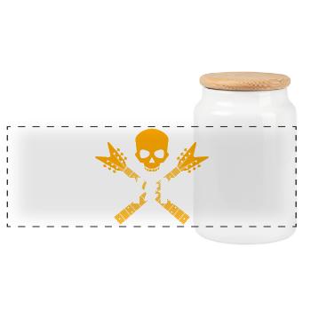 Heavy Metal Skull with Guitars - Panoramic Cookie Jar with Wooden Lid - white - Front