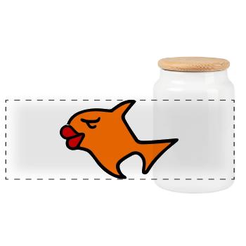 Romantic Fish Illustration - Panoramic Cookie Jar with Wooden Lid - white - Front