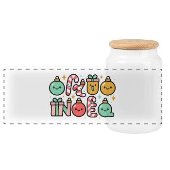 Noël Mignon Ornements Bonbons - Boîte à biscuits avec couvercle en bois - blanc - Devant