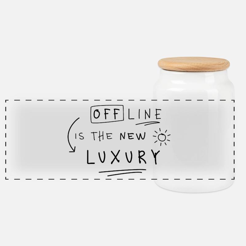 Offline is the New Luxury Statement Spruch Trend - Panorama Keksdose mit Holzdeckel - Weiß