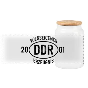 DDR Geburtstag Shirt, Hoodie, Tasse Jahrgang 2001 - Panorama Keksdose mit Holzdeckel - Weiß - Vorne