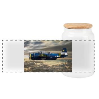 TBF Avenger - Panorama Keksdose mit Holzdeckel - Weiß - Vorne