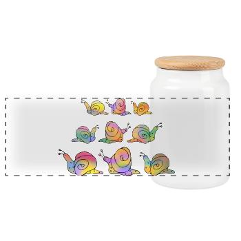 Snails - Panoramic Cookie Jar with Wooden Lid - white - Front