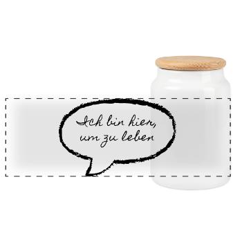 I'm here to live - Panoramic Cookie Jar with Wooden Lid - white - Front