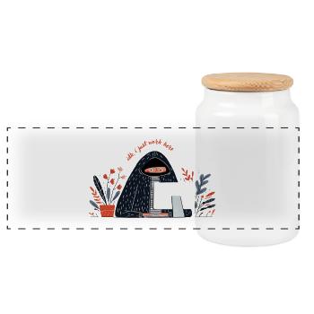 Citation drôle de bureau – Je ne sais pas, je travaille juste ici pour concevoir - Boîte à biscuits avec couvercle en bois - blanc - Devant
