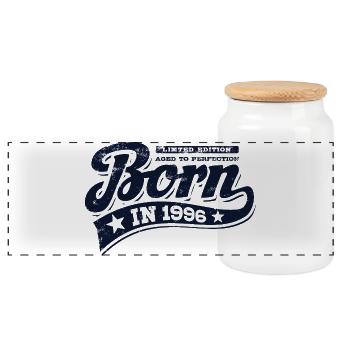Born in 1996 - Birthday - Limited Edition - Panoramic Cookie Jar with Wooden Lid - white - Front