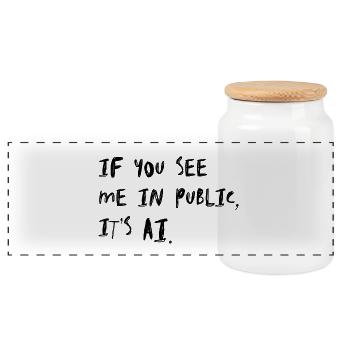 Si vous me voyez en public, c’est de l’humour IA - Boîte à biscuits avec couvercle en bois - blanc - Devant