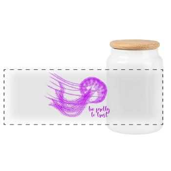 Jellyfish - too pretty to trust - Panoramic Cookie Jar with Wooden Lid - white - Front