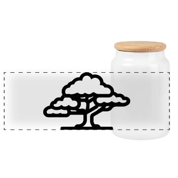 bonsai - Panoramic Cookie Jar with Wooden Lid - white - Front