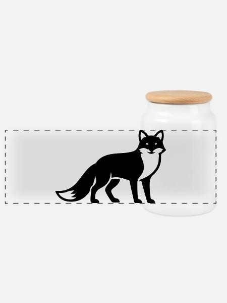 Fuchs Tier Silhouette - Panorama Keksdose mit Holzdeckel - Weiß