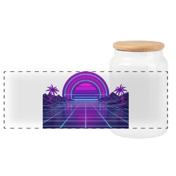 Grille Rétro Néon Couchant des années 90 - Boîte à biscuits avec couvercle en bois - blanc - Devant