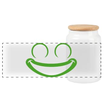 Frosch | Big Face Kostüm Karneval Verkleidung - Panorama Keksdose mit Holzdeckel - Weiß - Vorne