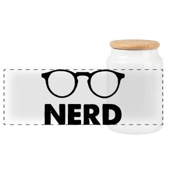 Brille Nerd - Panorama Keksdose mit Holzdeckel - Weiß - Vorne