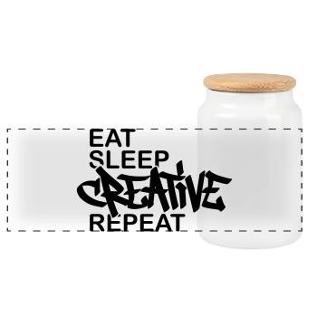 Creative Motto Graffiti Tag - Panorama Keksdose mit Holzdeckel - Weiß - Vorne