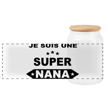 Je suis une super nana - Boîte à biscuits avec couvercle en bois - blanc - Devant