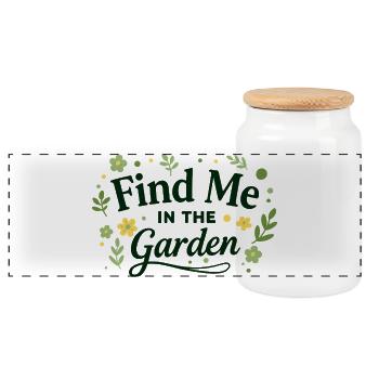 Find Me In The Garden for nature lovers - Panoramic Cookie Jar with Wooden Lid - white - Front
