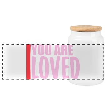 You Are Loved No Matter How You Feel Compassion - Panoramic Cookie Jar with Wooden Lid - white - Front