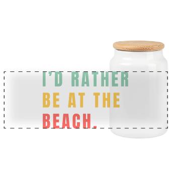 Je préfère être à la plage - Boîte à biscuits avec couvercle en bois - blanc - Devant