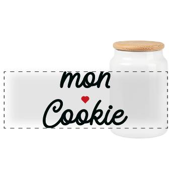 Mon Cookie Coeur — Typographie Douce Noire - Boîte à biscuits avec couvercle en bois - blanc - Devant