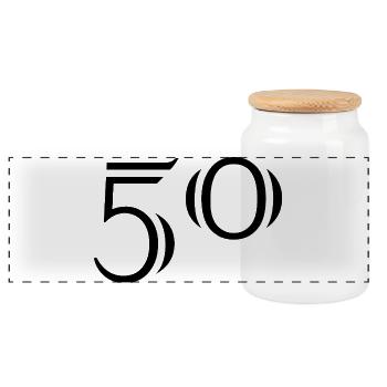 50. 50 ANS. 50e ANNIVERSAIRE. ANNIVERSAIRE 50 ANS. - Boîte à biscuits avec couvercle en bois - blanc - Devant