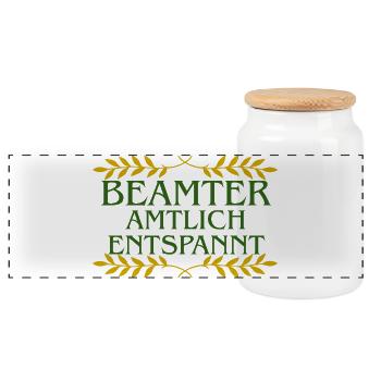 Beamter Amtlich Entspannt Grün-Gold Laurel - Panorama Keksdose mit Holzdeckel - Weiß - Vorne