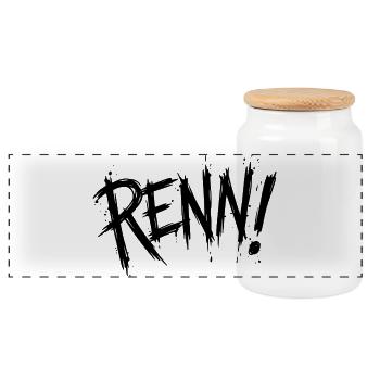 Run! - Panoramic Cookie Jar with Wooden Lid - white - Front