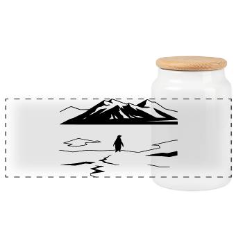 But Why Penguin Meme Minimalist Art - Panorama Keksdose mit Holzdeckel - Weiß - Vorne