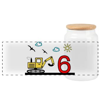 Excavatrice - Boîte à biscuits avec couvercle en bois - blanc - Devant