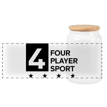 4 Équipe sportive à quatre joueurs Tenue Padel Tennis - Boîte à biscuits avec couvercle en bois - blanc - Devant