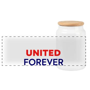 USA United Forever - Panoramic Cookie Jar with Wooden Lid - white - Front