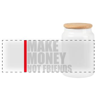 Gagne de l’argent, pas des amis, slogan Slogan - Boîte à biscuits avec couvercle en bois - blanc - Devant