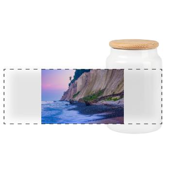 La côte de craie sur l’île de Rügen le soir - Boîte à biscuits avec couvercle en bois - blanc - Devant
