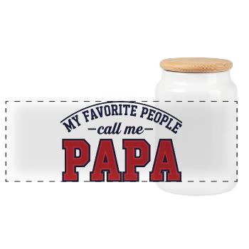 Papa - Boîte à biscuits avec couvercle en bois - blanc - Devant