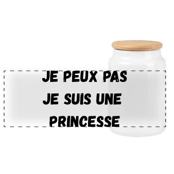 Je peux pas, Je suis une PRINCESSE - Boîte à biscuits avec couvercle en bois - blanc - Devant