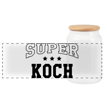 Super cook - Panoramic Cookie Jar with Wooden Lid - white - Front