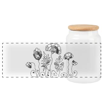 Fleur - Boîte à biscuits avec couvercle en bois - blanc - Devant