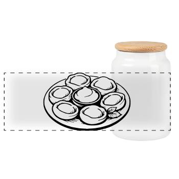 Pelmeni, Manti - Panoramic Cookie Jar with Wooden Lid - white - Front
