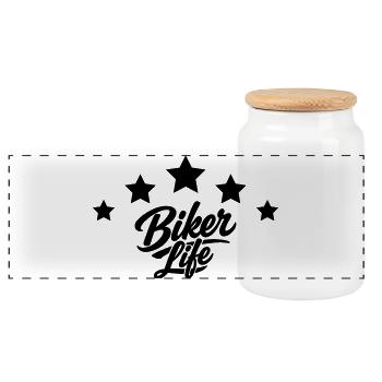 Vie de motard - Boîte à biscuits avec couvercle en bois - blanc - Devant