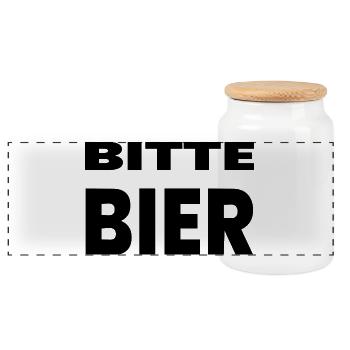 Bier - Panorama Keksdose mit Holzdeckel - Weiß - Vorne