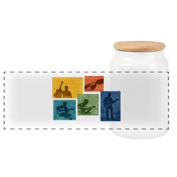 Guitar Grunge Color Blocks - Panoramic Cookie Jar with Wooden Lid - white - Front