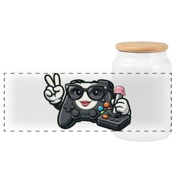 Kawaii WWII-Spielcontroller - Panorama Keksdose mit Holzdeckel - Weiß - Vorne