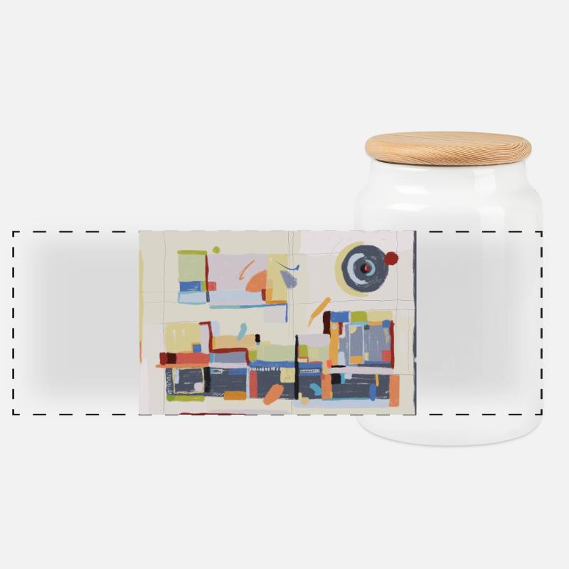 Notes from a Threshold - Panoramic Cookie Jar with Wooden Lid - white