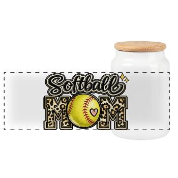Softball-Mama-Spieltag-Muttertag-Shirt - Panorama Keksdose mit Holzdeckel - Weiß - Vorne