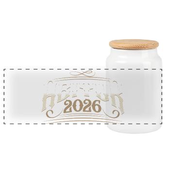 Abitur 2026 - Panorama Keksdose mit Holzdeckel - Weiß - Vorne