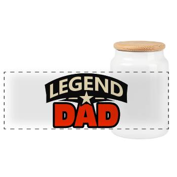 Legenden-Vater – Lustiges Vater-Design - Panorama Keksdose mit Holzdeckel - Weiß - Vorne